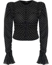 ROTATE BIRGER CHRISTENSEN - Chiffon Ruched Ls Top - Lyst