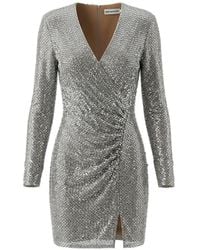 Self-Portrait - Rhinestone-Embellished Wrap-Style Dress - Lyst