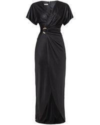 Nissa - Metallic-Detail Midi Dress - Lyst