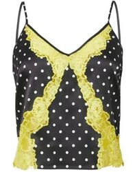 Fleur du Mal - Juliet Polka-Dot Lace-Trim Top - Lyst