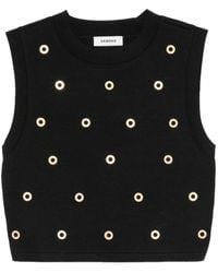 Sandro - Eyelet-Embellished Cropped Vest - Lyst