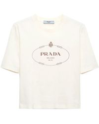 Prada - Cotton Savoy Logo T-Shirt - Lyst