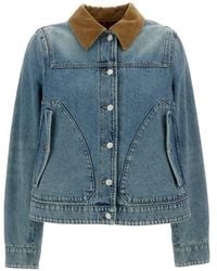 McQueen - Giacca Denim Con Colletto A Coste - Lyst