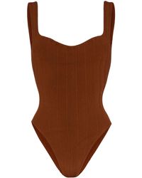 Hunza G Bañador Athena de canalé - Marrón