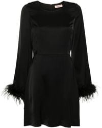 Twinset - Robe Bordée De Plumes À Fini Satiné - Lyst