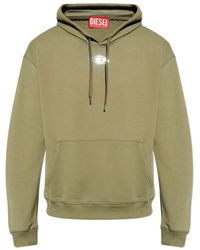 DIESEL - S-Norm-Hood Logo-Plaque Hoodie - Lyst