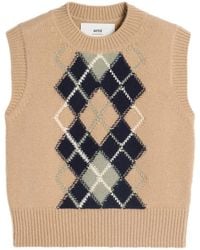 Ami Paris - Check-Pattern Wool-Blend Vest - Lyst
