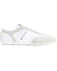 Marni - Logo-Print Suede-Panel Sneakers - Lyst