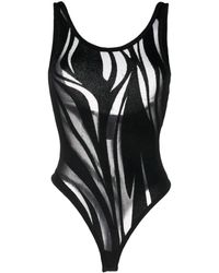 Mugler - Sheer-pattern Mesh Bodysuit - Lyst