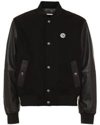Just Cavalli - Leather-Sleeves Bomber Jacket - Lyst