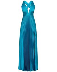 Nissa - Pleated Satin Maxi Dress - Lyst