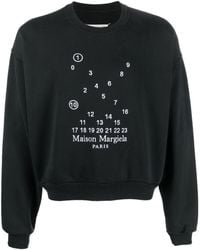 Maison Margiela - Black Numerical Logo Embroidered Sweatshirt - Lyst
