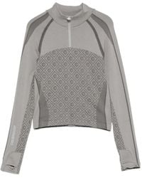 CASABLANCA - Monogram-Print Half-Zip Top - Lyst