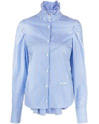 MSGM - Logo-embroidered Striped Shirt - Lyst