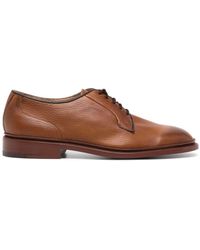 Tricker's - Lace-up Pebbled Leather Loafers - Lyst