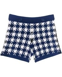 Fleur du Mal - Houndstooth-intarsia Knitted Shorts - Lyst
