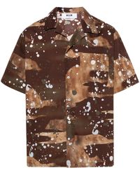 MSGM - Paint-splatter Cotton Shirt - Lyst