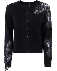 Liviana Conti - Cardigan En Laine À Empiècement En Dentelle - Lyst