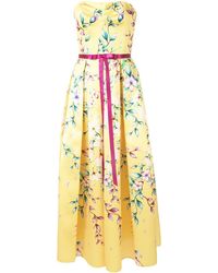 Marchesa notte Midi-jurk - Geel