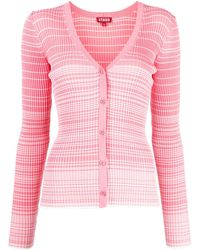 STAUD - Striped Knitted V-neck Cardigan - Lyst