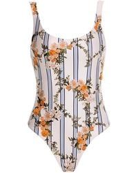 Agua Bendita - Gema Valle Floral-Embroidered Swimsuit - Lyst