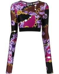 Versace Jeans Couture - Barocco Print Crop Top - Lyst