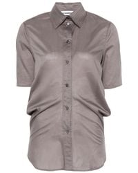Jil Sander - Pleated-Collar Short-Sleeved Button-Down Cotton Shirt - Lyst