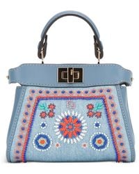 Fendi - Nano Peekaboo Denim Ricamo B - Lyst
