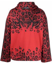 Dolce & Gabbana - Hoodie en coton à imprimé léopard - Lyst