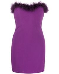 Amen - Feather-Trim Strapless Crepe Minidress - Lyst