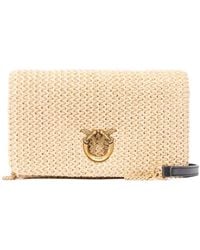 Pinko - Raffia Bird-Appliqué Shoulder Bag - Lyst
