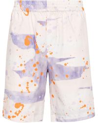 MSGM - Paint-splatter Cotton Shorts - Lyst