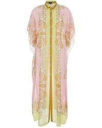 Versace - Geknöpftes Kleid Mit Barock-Print - Lyst