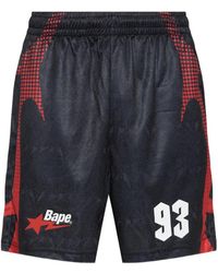 A Bathing Ape - Ape Flame Logo-Print Mesh Shorts - Lyst