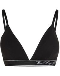 KARL LAGERFELD - Hotel Karl Stripe Cotton Bralette - Lyst