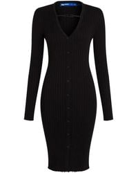 Karl Lagerfeld - Vestido de canalé con botones - Lyst
