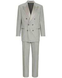 Brunello Cucinelli - Cashmere And Silk Lightweight Flannel Tuxedo: One-And-A-Half Breasted Jacket And Trousers With Double Pleats And Waist Tabs - Lyst