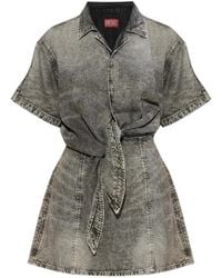 DIESEL - Tie-Waist Mini Dress - Lyst