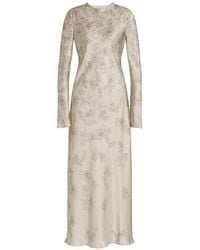 Alberta Ferretti - Floral-Print Long-Sleeve Dress - Lyst