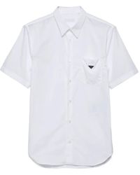 Prada - Camisa con bolsillos de parche y manga corta - Lyst