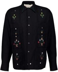 BAZISZT - Byrsa Floral-Embroidered Cotton Shirt - Lyst