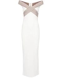 Elisabetta Franchi - Knit Fabric Long Dress With Striped Bands - Lyst