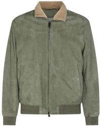 Canali - Shearling-Collar Suede Jacket - Lyst