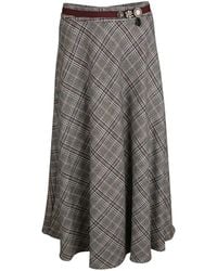 Max Mara - Checked Virgin Wool Midi Skirt - Lyst