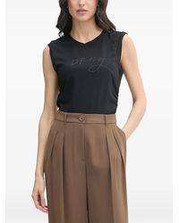 DKNY - Logo-Print Ruched-Side T-Shirt - Lyst
