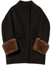 Twinset - Faux-Fur Cuffs Single-Breasted Coat - Lyst