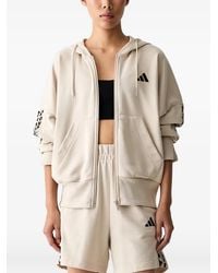 adidas - Seasonal Essentials Animal-Print 3-Stripes Full-Zip Hooded Track Top - Lyst