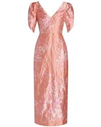 Erdem - V-Neck Floral-Pattern Midi Dress - Lyst