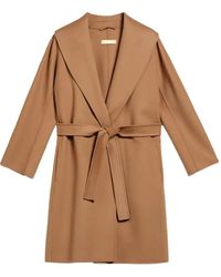 Max Mara - Wollen Jas Met Sjaalkraag En Ceintuur - Lyst