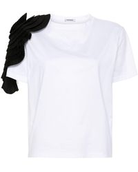 Parlor - Plissé-appliqué Cotton T-shirt - Lyst